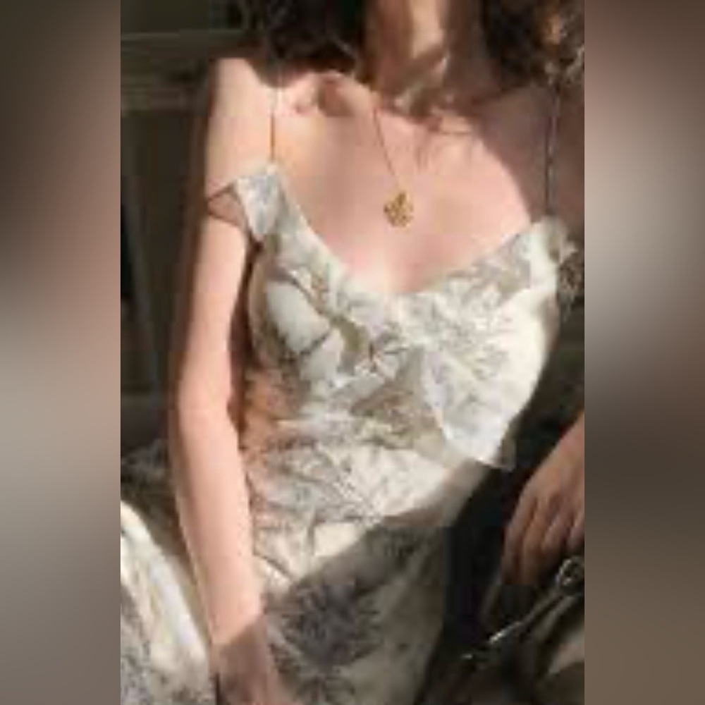 Chiffon Toile Midi Slip Dress in Cream. Size 2